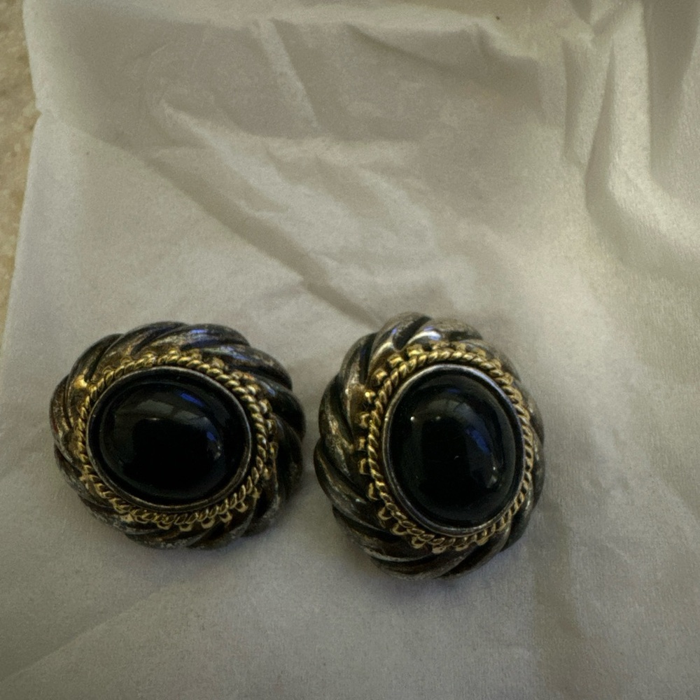Vintage-Inspired Black and Gold Earrings